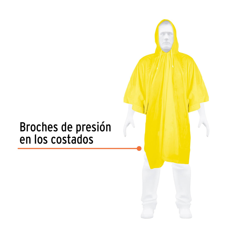 Poncho o capamanga de PVC, Truper "Impermeable de capucha o Mangas", Chubasquero, Gabardina