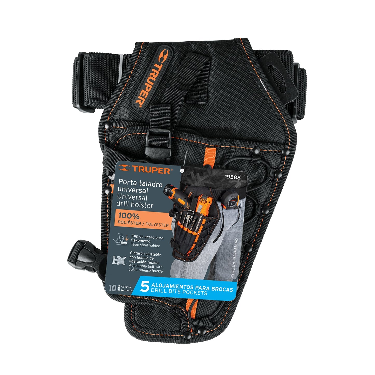 Porta Taladro Profesional Truper 6 Compartimentos - Poliéster 600D Resistente - Solución Completa para Organizar y Transportar Herramientas