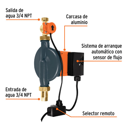 Bomba Presurizadora TRUPER 1/3 HP con Sensor Regulable - Solución Definitiva para Baja Presión de Agua Doméstica - 60 L/min - PRE-1/3