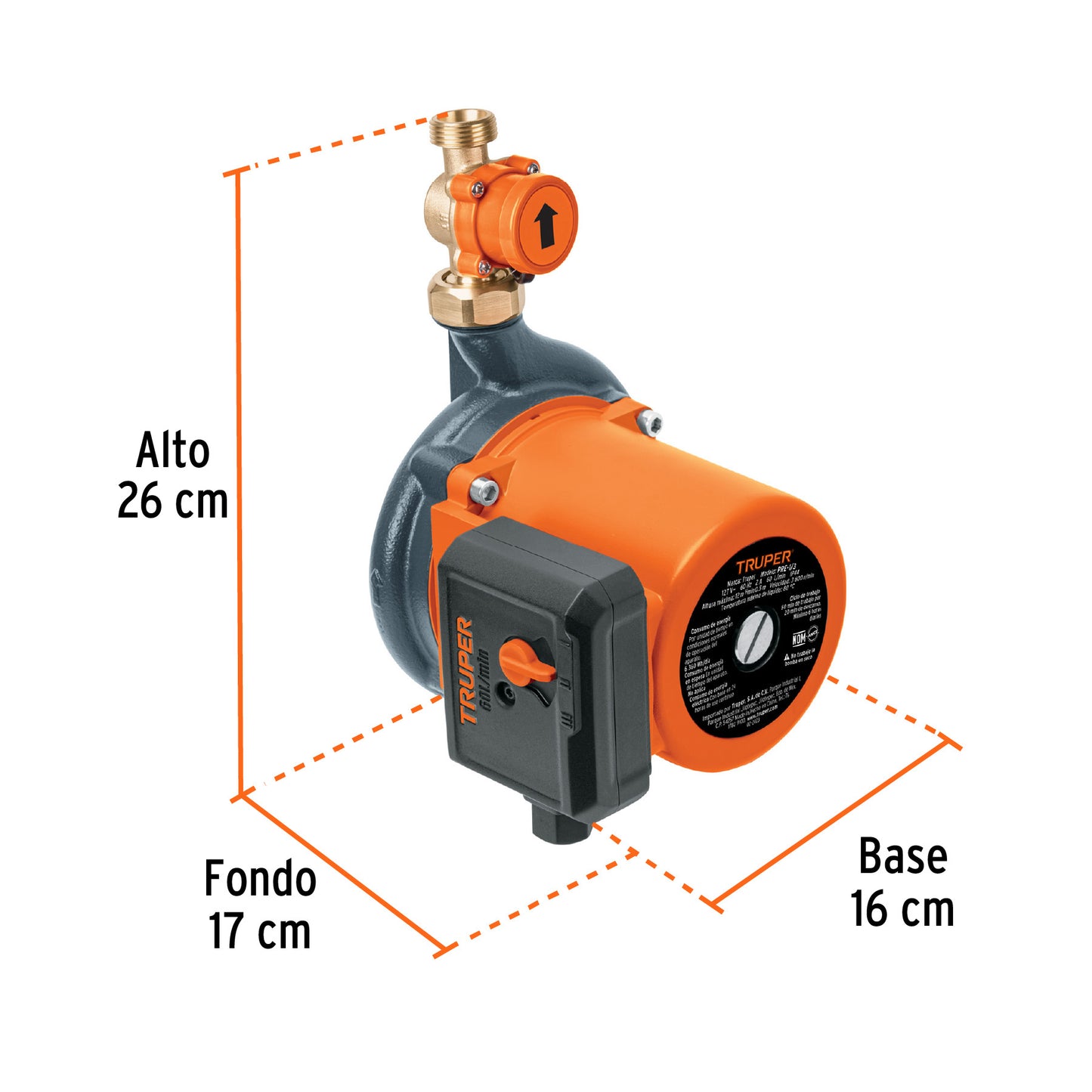 Bomba Presurizadora TRUPER 1/3 HP con Sensor Regulable - Solución Definitiva para Baja Presión de Agua Doméstica - 60 L/min - PRE-1/3