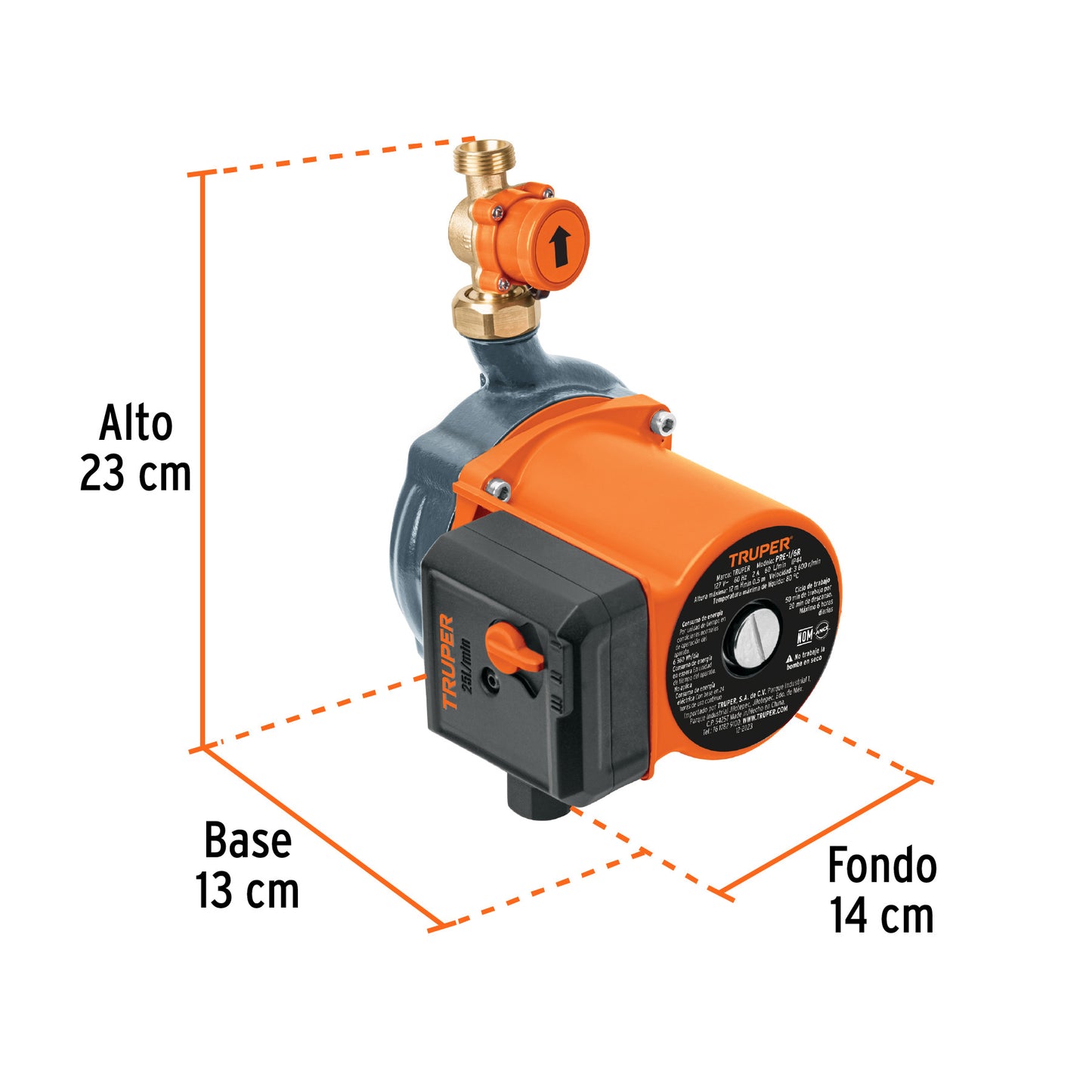 Bomba Presurizadora TRUPER 1/6 HP con Sensor Regulable - Solución Definitiva para Baja Presión de Agua Doméstica - 25 L/min - PRE-1/6R