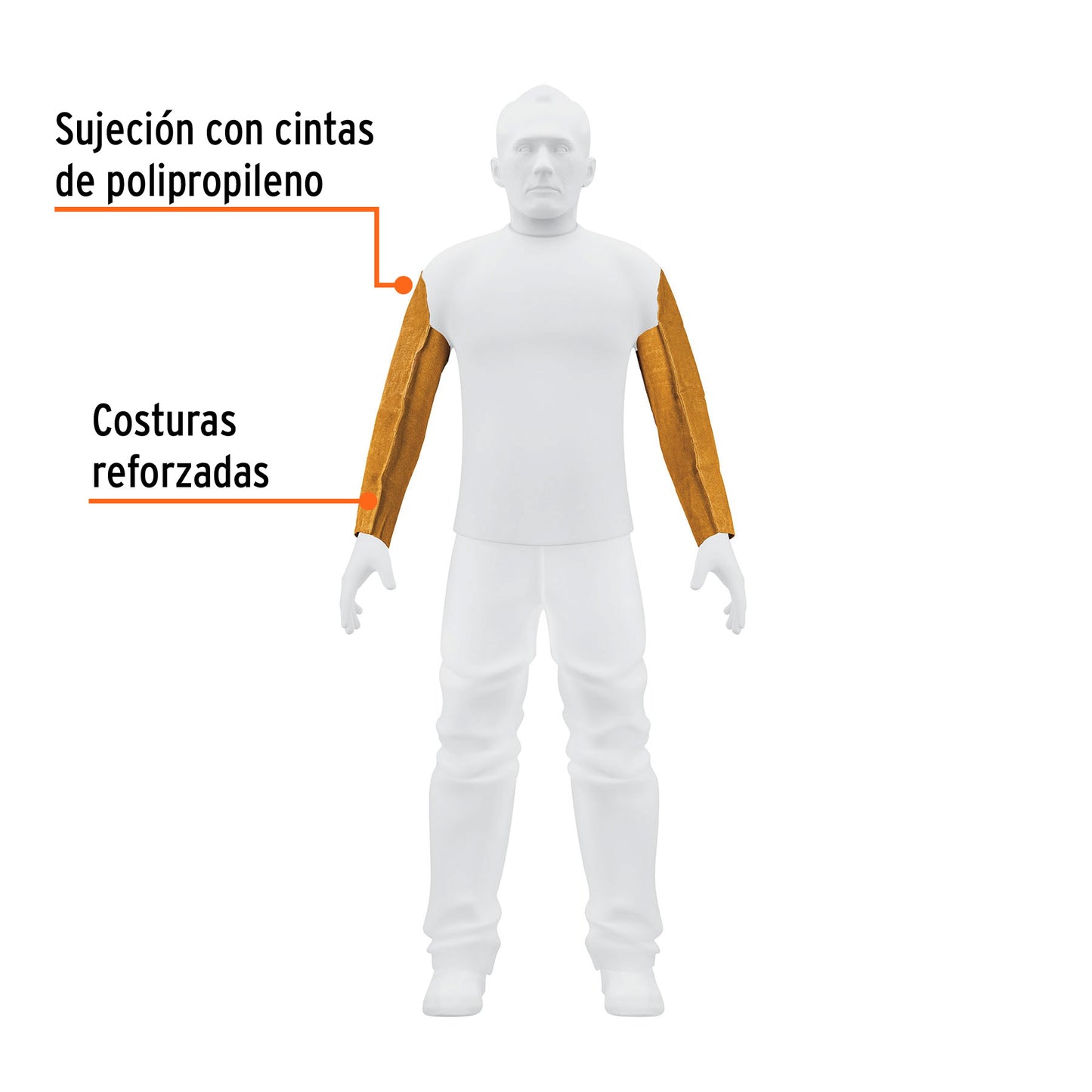 Mangas de Carnaza para Soldar Truper PROSO-2 - Protección Profesional Contra Chispas y Calor con Costuras Reforzadas