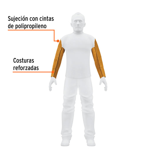 Mangas de Carnaza para Soldar Truper PROSO-2 - Protección Profesional Contra Chispas y Calor con Costuras Reforzadas