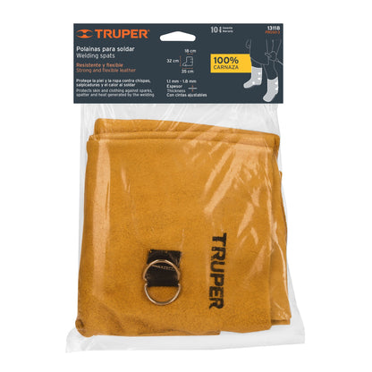 Polainas de Carnaza Truper PROSO-3 - Protección Profesional para Soldadura contra Chispas y Calor