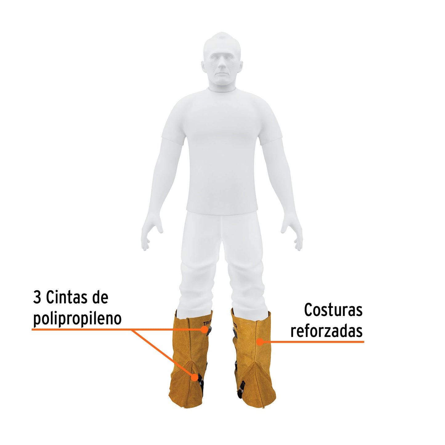 Polainas de Carnaza Truper PROSO-3 - Protección Profesional para Soldadura contra Chispas y Calor