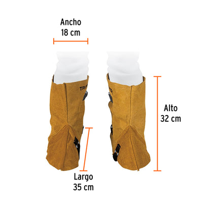 Polainas de Carnaza Truper PROSO-3 - Protección Profesional para Soldadura contra Chispas y Calor