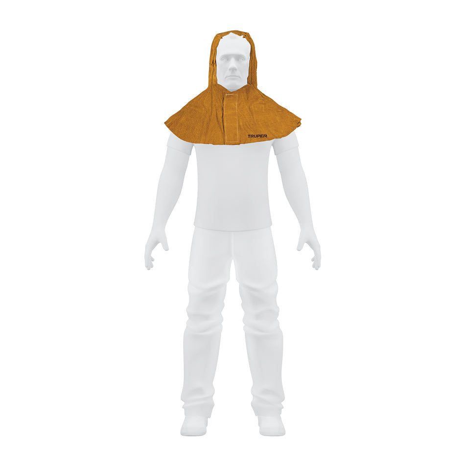 Capucha de Carnaza para Soldar Truper PROSO-4 - Protección Profesional Cabeza Cuello Nuca contra Chispas y Calor - Resistente 100% Piel de Res con Costuras Reforzadas