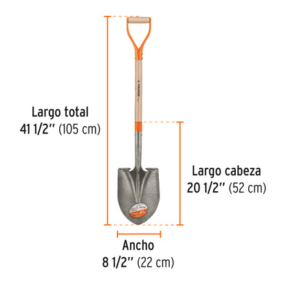 Pala Redonda Classic Truper PRY - Acero Carbono Puño Y Metálico - Solución Profesional para Excavación y Jardinería