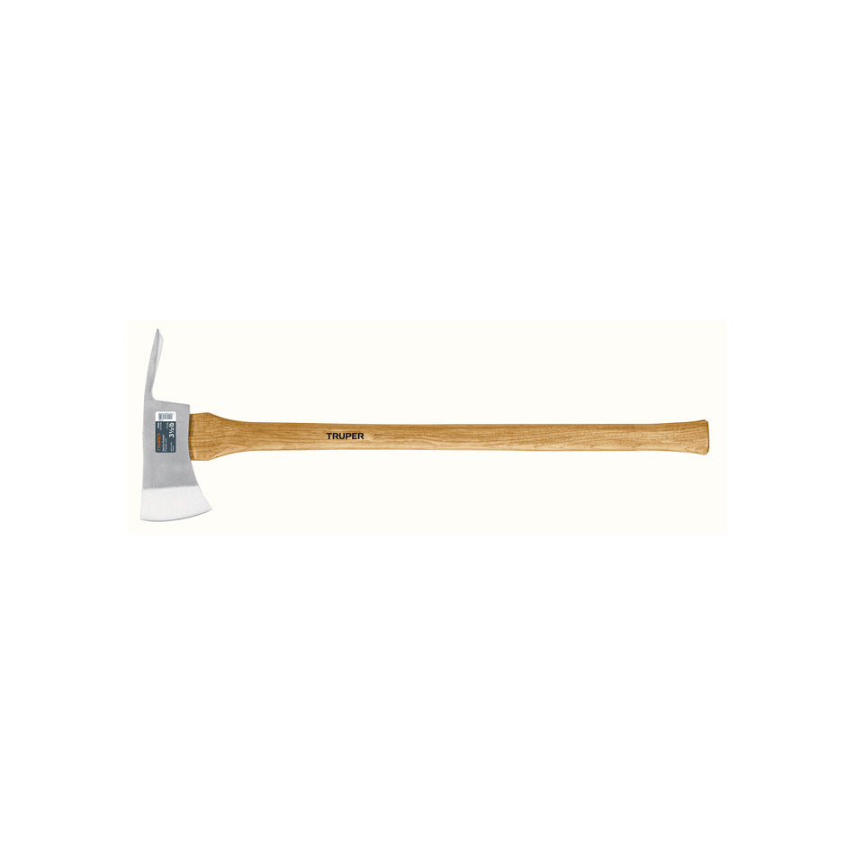 Hacha Pulaski Truper 3.5 lb Mango Hickory 35" - Herramienta Profesional Doble Filo para Corte y Excavación Forestal
