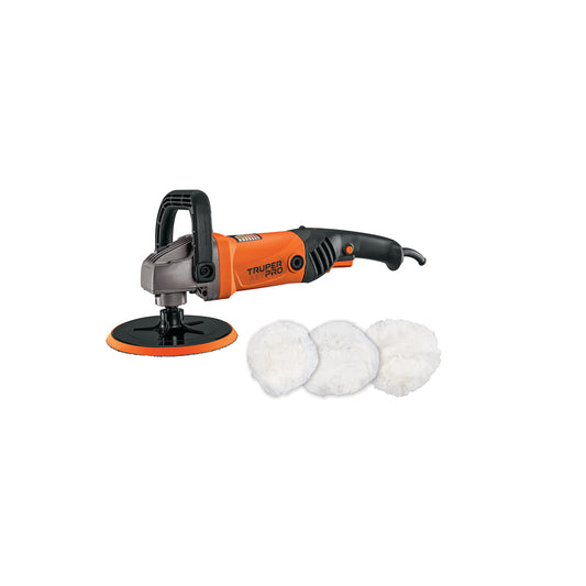 Pulidora Rotativa TRUPER 7 Pulgadas 1200W - Profesional para Pulido de Autos, Metales y Fibra de Vidrio - Velocidad Variable 7 Niveles - PULA-7A3