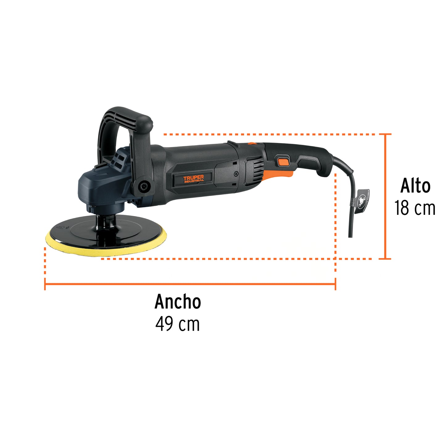 Pulidora Rotativa TRUPER 7 Pulgadas 1200W PULA-7N - Solución Profesional para Pulido y Encerado de Pinturas, Metales y Fibra de Vidrio - Motor Industrial con Velocidad Variable
