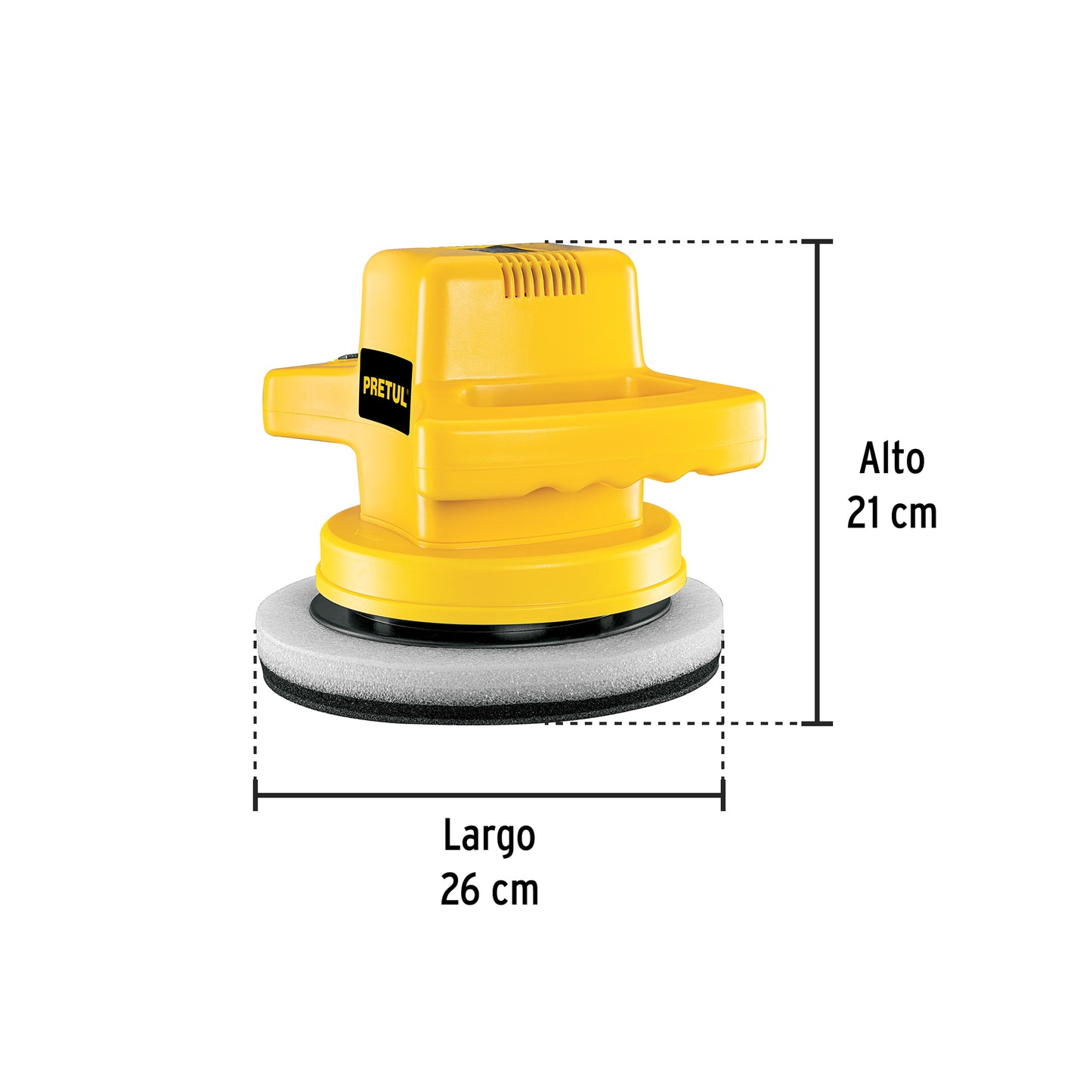 Pulidora Roto-Orbital PRETUL 10 Pulgadas 110W - Elimina Rayones y Remolinos en Pintura Automotriz, Metal y Fibra de Vidrio - Movimiento Orbital 3000 RPM - PULA-P