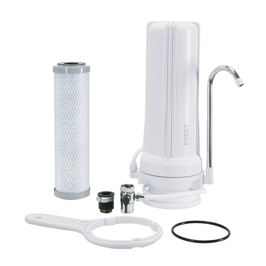 Purificador de Agua Sobre Tarja FOSET PURA-P2 - Elimina 99.9% Bacterias y Cloro - Carbón Activado con Plata Coloidal - Fácil Instalación