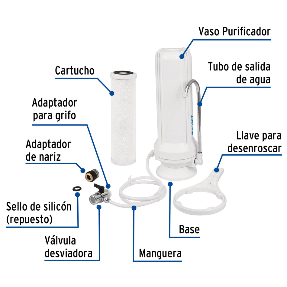 Purificador de agua, sobre tarja, Foset, Filtro, Limpiador, Depurador