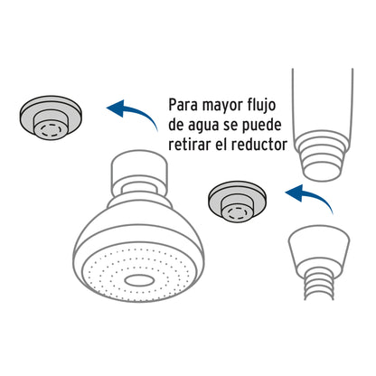 Regadera Doble Fija y Teléfono 3-1/4" Cromo FOSET AERO - ABS Alta Presión
