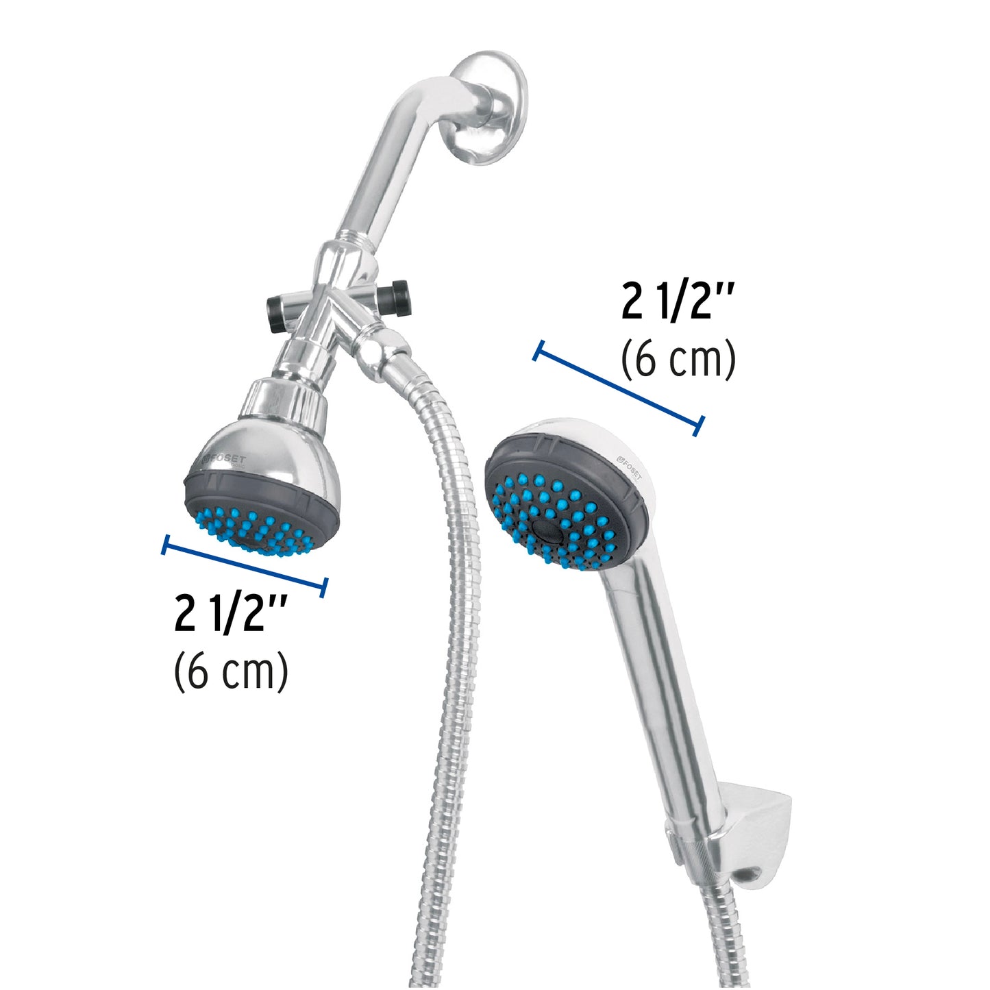 Regadera para Baño 2.5" con Extensión Tipo Teléfono FOSET BASIC