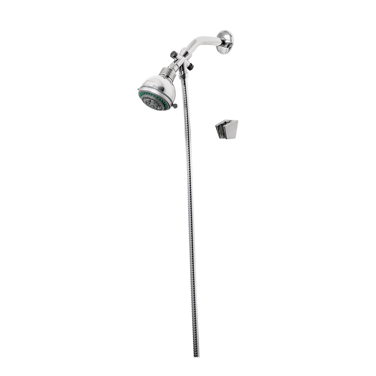 Regadera Doble Fija y Teléfono FOSET 5 Funciones AQUA 3-1/4" | Cable Flexible