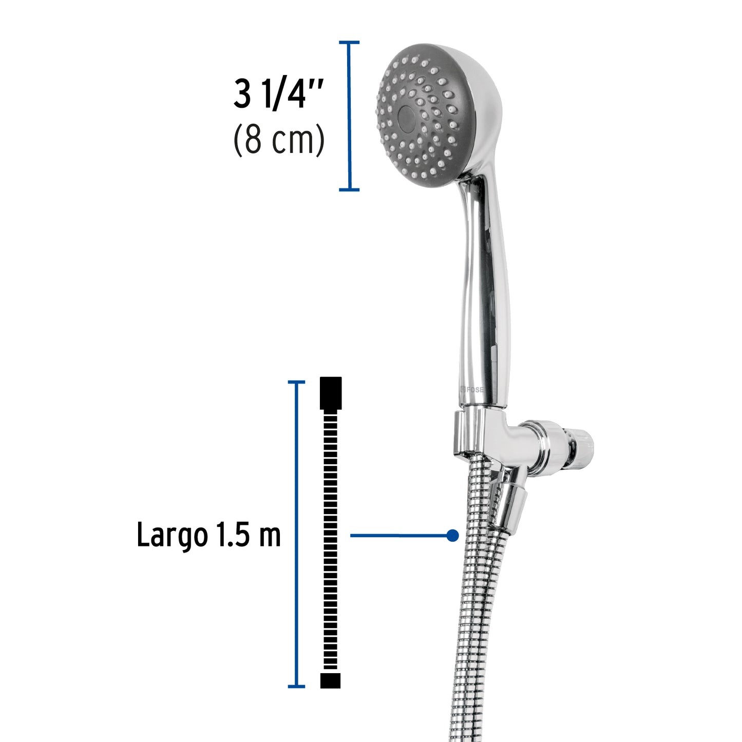 Regadera de Teléfono 3-1/4" ABS Cromada con Cable y Soporte Ajustable AERO FOSET