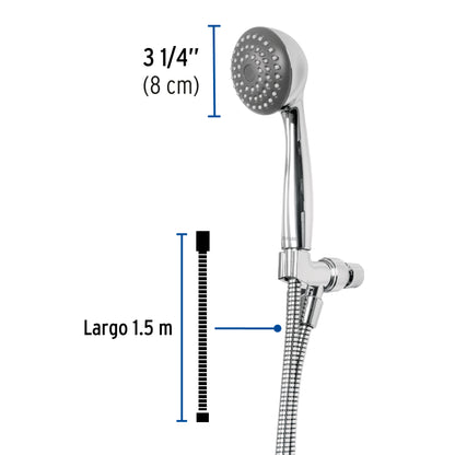 Regadera de Teléfono 3-1/4" ABS Cromada con Cable y Soporte Ajustable AERO FOSET