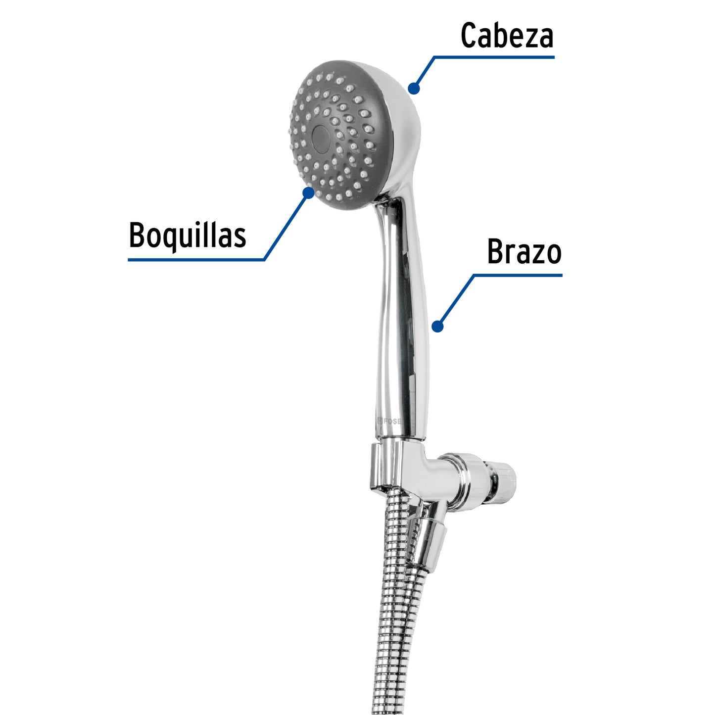 Regadera de Teléfono 3-1/4" ABS Cromada con Cable y Soporte Ajustable AERO FOSET