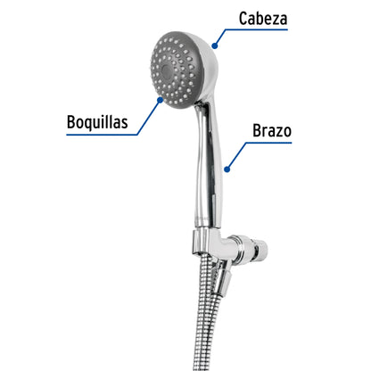 Regadera de Teléfono 3-1/4" ABS Cromada con Cable y Soporte Ajustable AERO FOSET