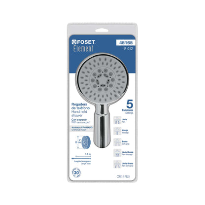 Regadera de Teléfono 4 Pulgadas Satín con Soporte FOSET ELEMENT
