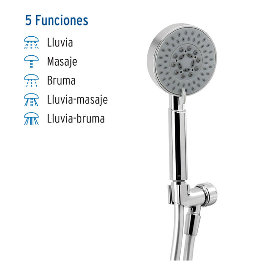 Regadera Teléfono 4 Pulgadas Cromada con Soporte FOSET ELEMENT - Regadera de Mano