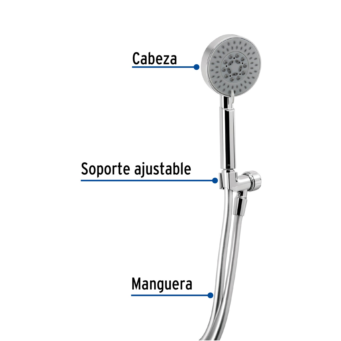 Regadera Teléfono 4 Pulgadas Cromada con Soporte FOSET ELEMENT - Regadera de Mano