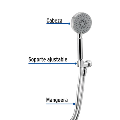 Regadera Teléfono 4 Pulgadas Cromada con Soporte FOSET ELEMENT - Regadera de Mano