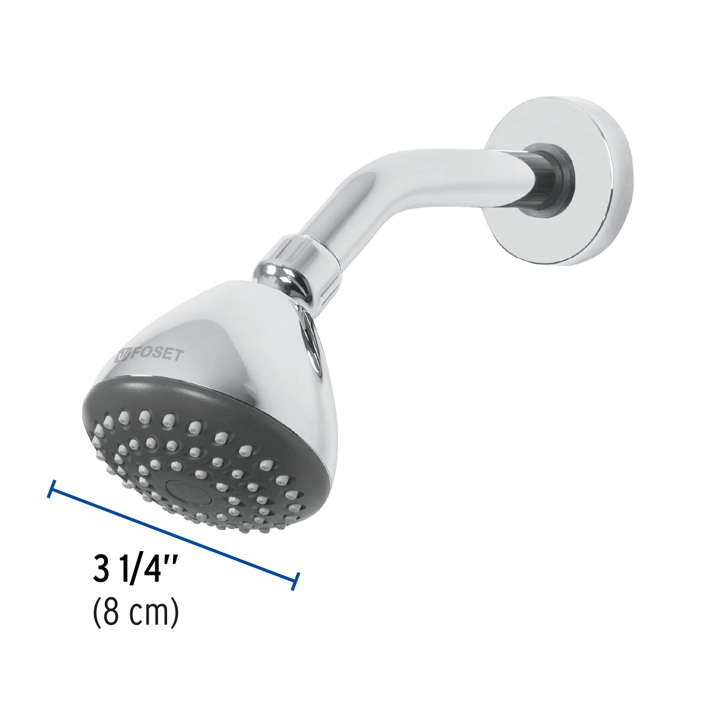 Regadera de Ducha 3-1/4" con Brazo Ajustable y Chapetón Cromado AERO