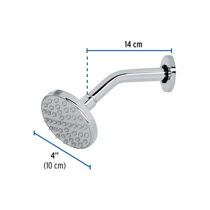 Regadera FOSET 4" Cromada con Brazo Ajustable | Plato Redondo