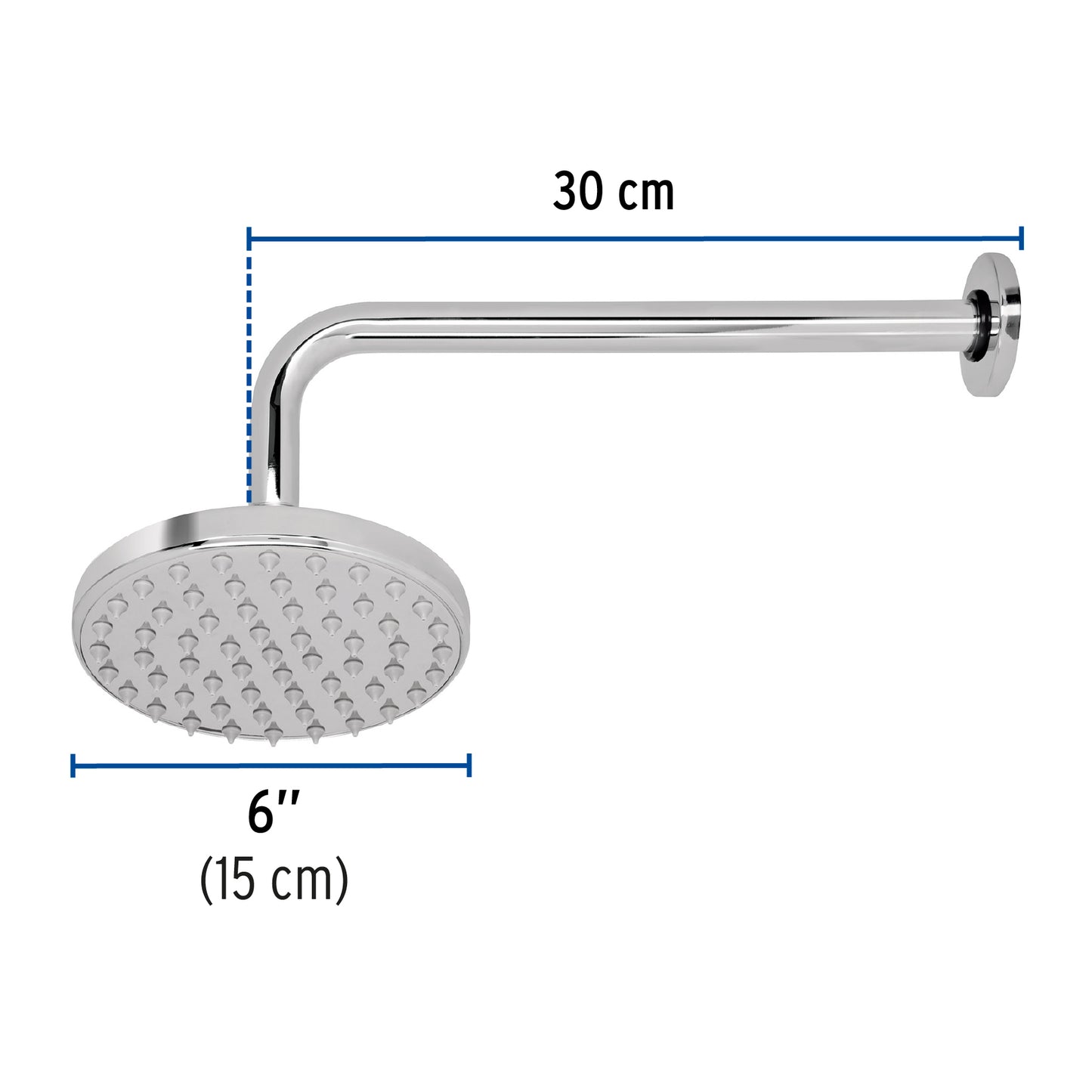 Regadera Cromo 6 Pulgadas con Brazo Ajustable FOSET ELEMENT | Plato Redondo