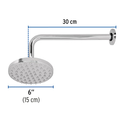 Regadera Cromo 6 Pulgadas con Brazo Ajustable FOSET ELEMENT | Plato Redondo