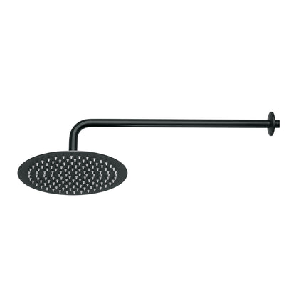Regadera Ducha 10 Pulgadas Plato Redondo Negro FOSET RIVIERA con Brazo
