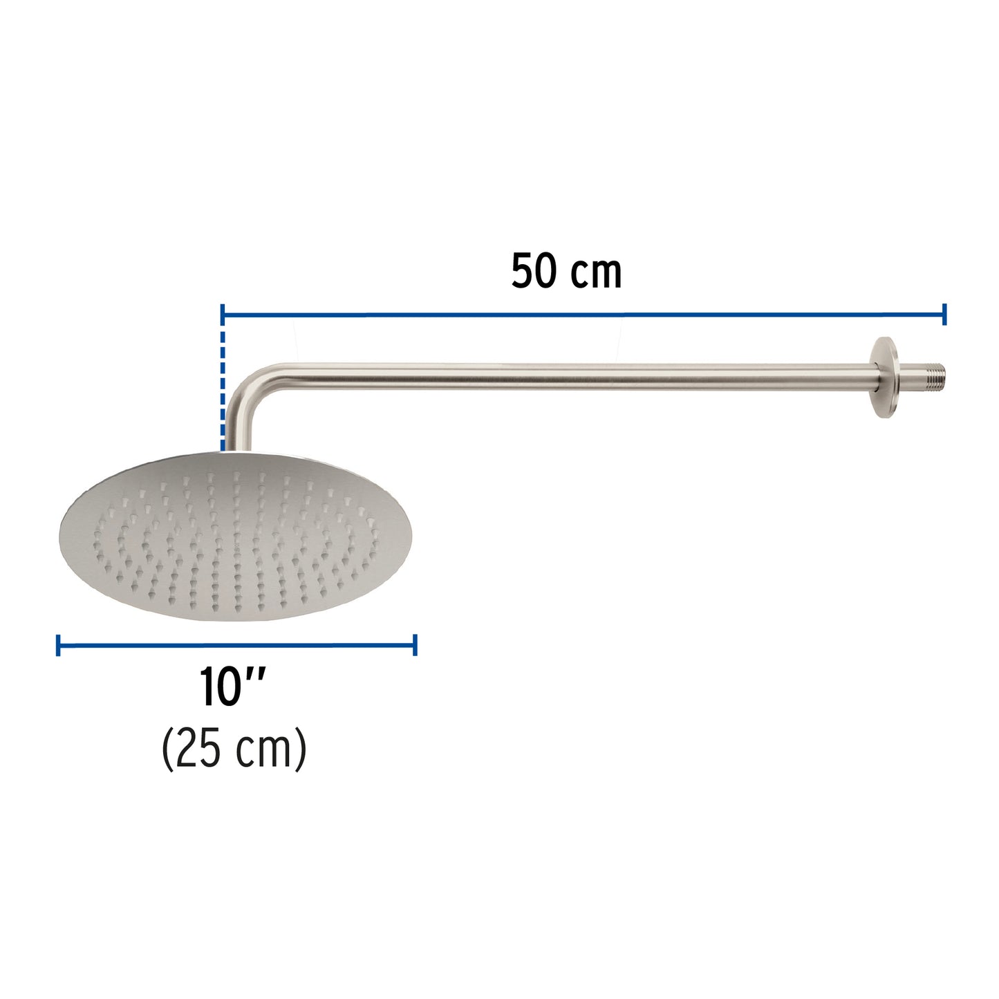 Regadera FOSET RIVIERA 10 Pulgadas con Brazo Ajustable Acabado Satín