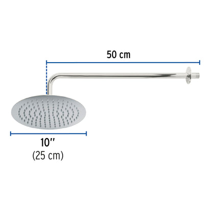 Regadera Plato Redondo 10 Pulgadas Cromada con Brazo FOSET RIVIERA - Regadera de Baño