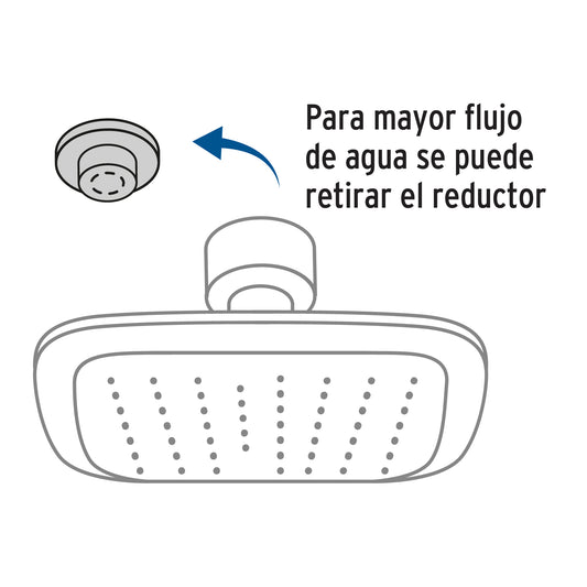 Regadera Cuadrada 3-3/4" Negra FOSET BASIC - Brazo y Chapetón para Baño