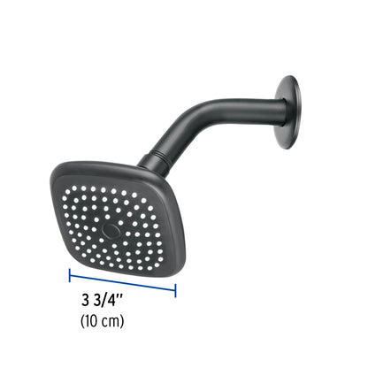 Regadera Cuadrada 3-3/4" Negra FOSET BASIC - Brazo y Chapetón para Baño