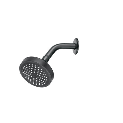 Regadera de ducha redonda 4-1/4" FOSET BASIC con brazo y chapetón en acabado negro. Ideal para baño moderno. Calidad y diseño