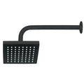 Regadera de Baño Cuadrada 6" Ajustable Negro - Brazo y Chapetón ABS - FOSET AQUA