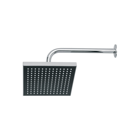 Regadera de Ducha Cuadrada 8 Pulgadas Cromo AQUA FOSET con Brazo y Chapetón ABS