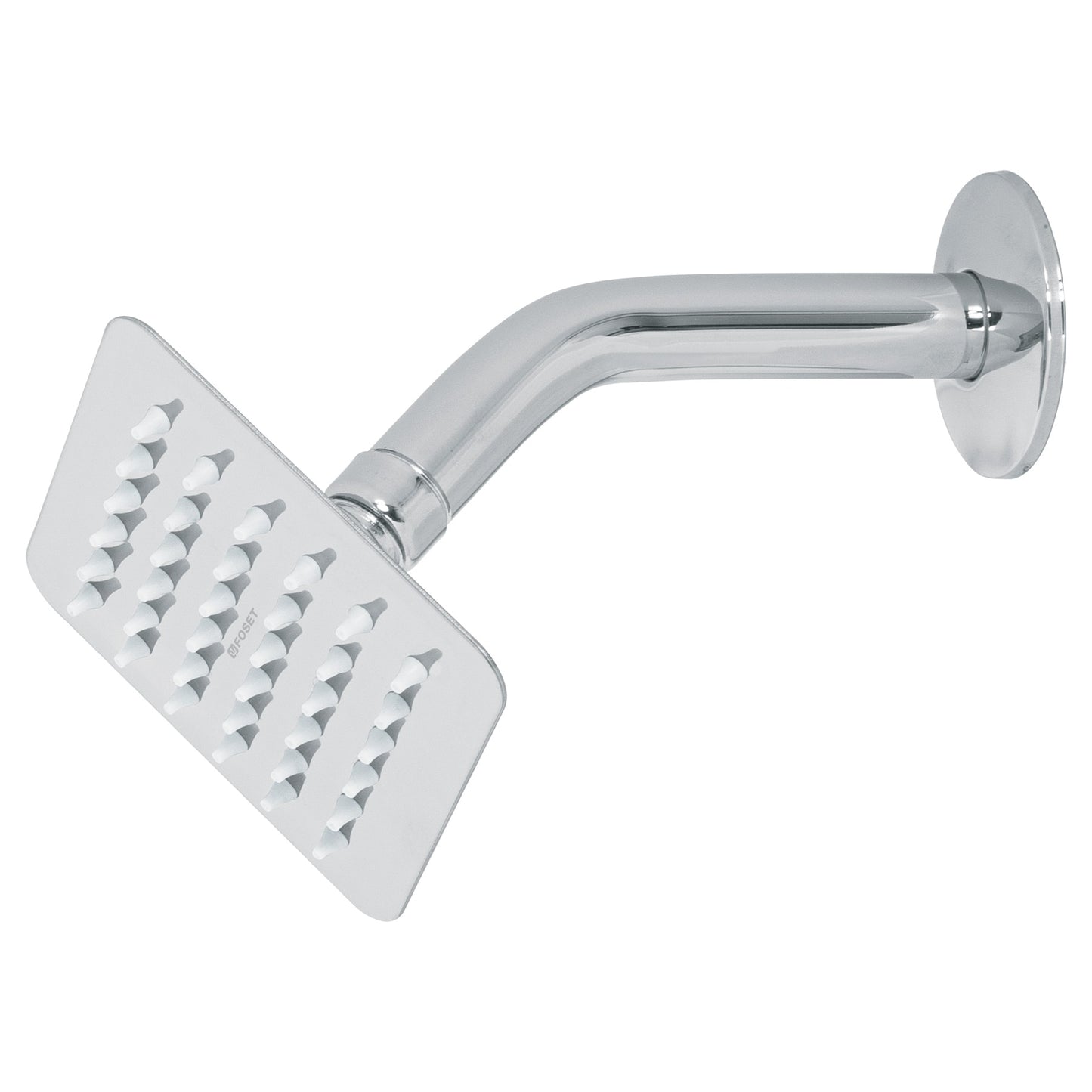 Regadera Cuadrada 4" Acero Inoxidable con Brazo Ajustable Cromado TÚBIG FOSET