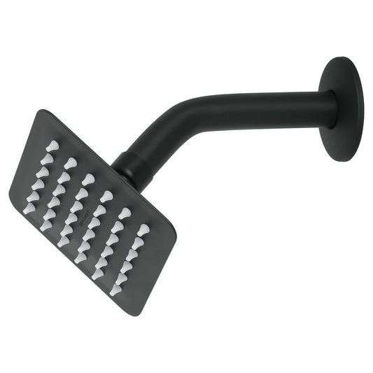 Regadera Cuadrada 4" Acero Inoxidable con Brazo Negro TÚBIG FOSET | Baño Moderno