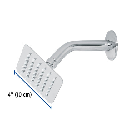 Regadera Cuadrada 4" Acero Inoxidable con Brazo Ajustable Cromado TÚBIG FOSET
