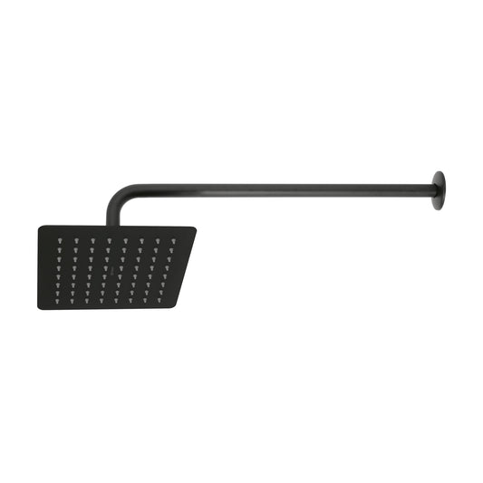 Regadera Cuadrada 8 Pulgadas Acero Inoxidable con Brazo Negro TÚBIG FOSET - Regadera de Ducha