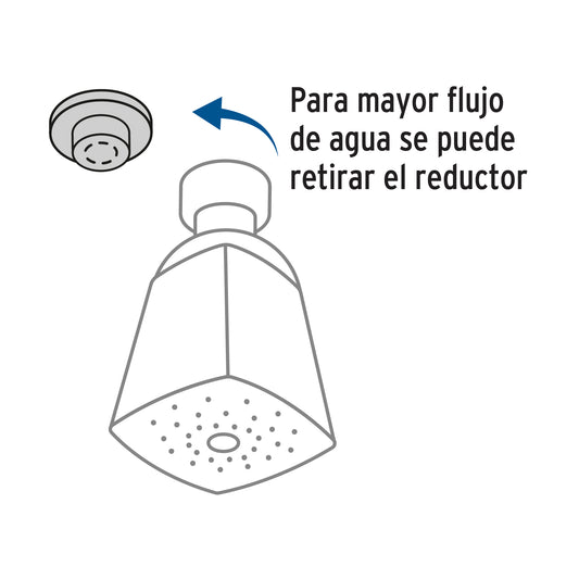 Regadera AQUA Cuadrada 2" Cromada con Brazo Ajustable y Chapetón Metálico para Baño