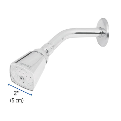 Regadera AQUA Cuadrada 2" Cromada con Brazo Ajustable y Chapetón Metálico para Baño