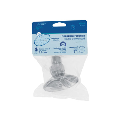 Regadera Redonda 3 Pulgadas Metálica Cromada AQUA FOSET - Sin Brazo