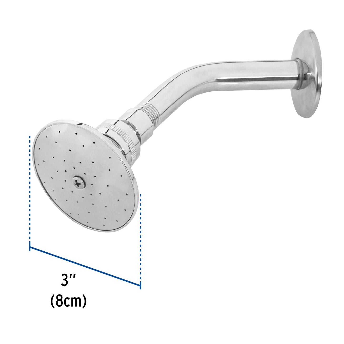Regadera Metálica Cromada 3" con Brazo Ajustable AQUA | FOSET®