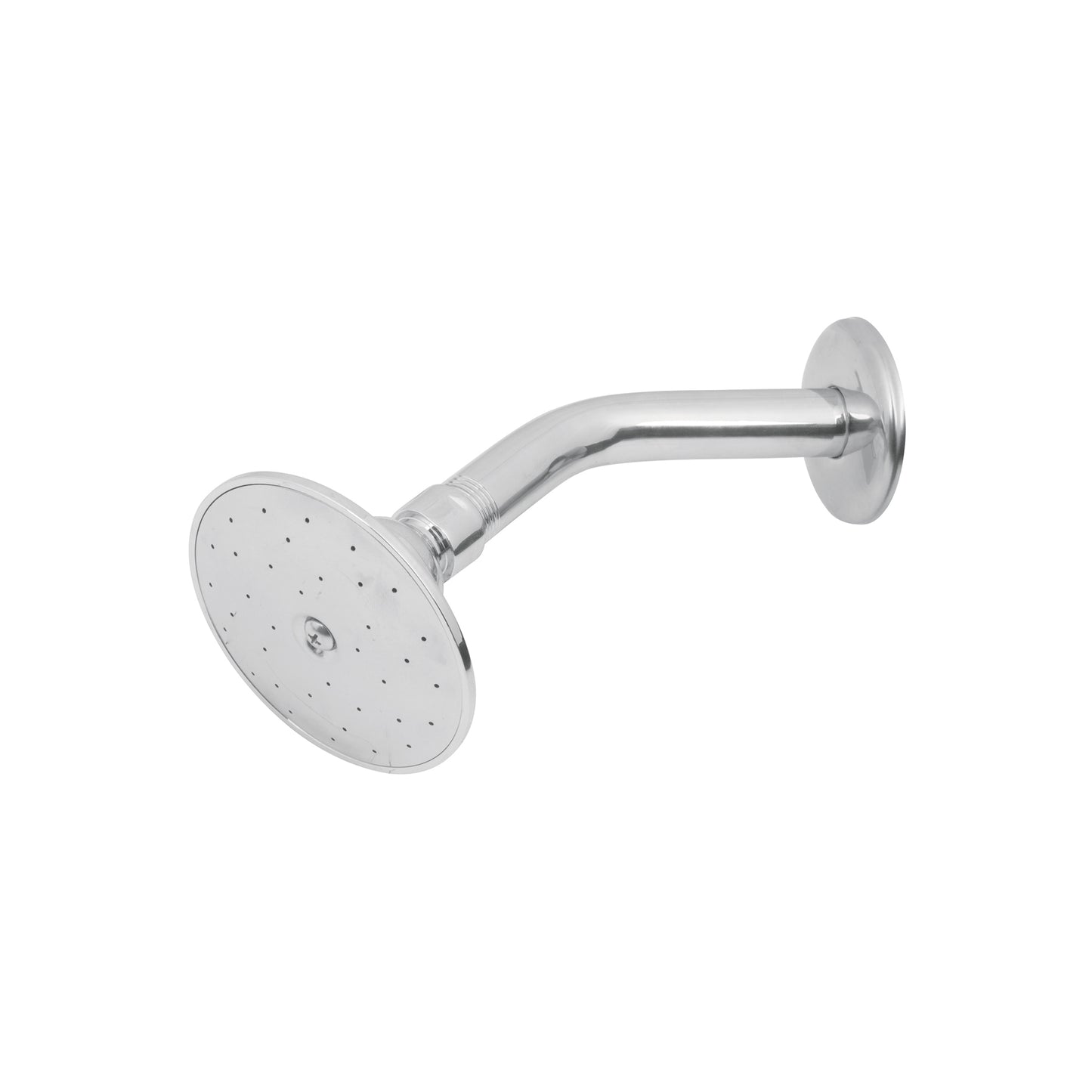 Regadera redonda 3-1/2", metálica, brazo y chapetón, cromo
